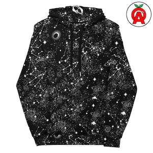 Celestial Deep Outer Space AOP Hoodie, Stargazer Unisex Top, Galaxy Lover Graphic Pullover, Night Sky Soft Sweater, Astronomy Warm Hoodie