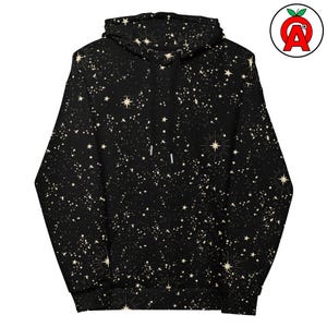 Moletom com Capuz Espaço Profundo Celestial, Moletom com Capuz Nebulosa AOP, Blusa Unissex Galáxia, Moletom com Estampa de Campo Estelar, Suéter Macio Astronomia