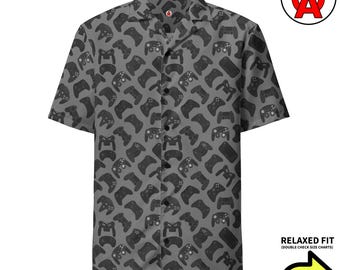 Camisa hawaiana unisex para adultos, de corte holgado y abotonada, con control de videojuegos, tejido UPF50+ que absorbe la humedad, ideal como regalo para consola de videojuegos.