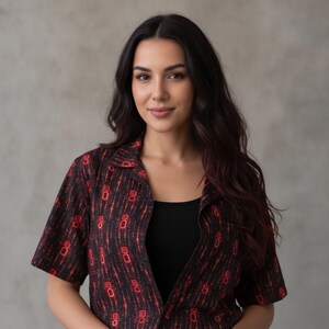 Binary Code Hawaiian Shirt, Digital Aloha Shirt, Cyberpunk Tropical Button Down, Hacker Oversized Beach Top, Tech Noir Button Up Resort Wear