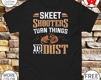 Tiradores de Skeet Dust - Camiseta unisex, divertida camiseta gráfica, camiseta de tiro al plato, camiseta de tiro al plato, camiseta de tiro al plato, camiseta deportiva de escopeta, EE. UU.