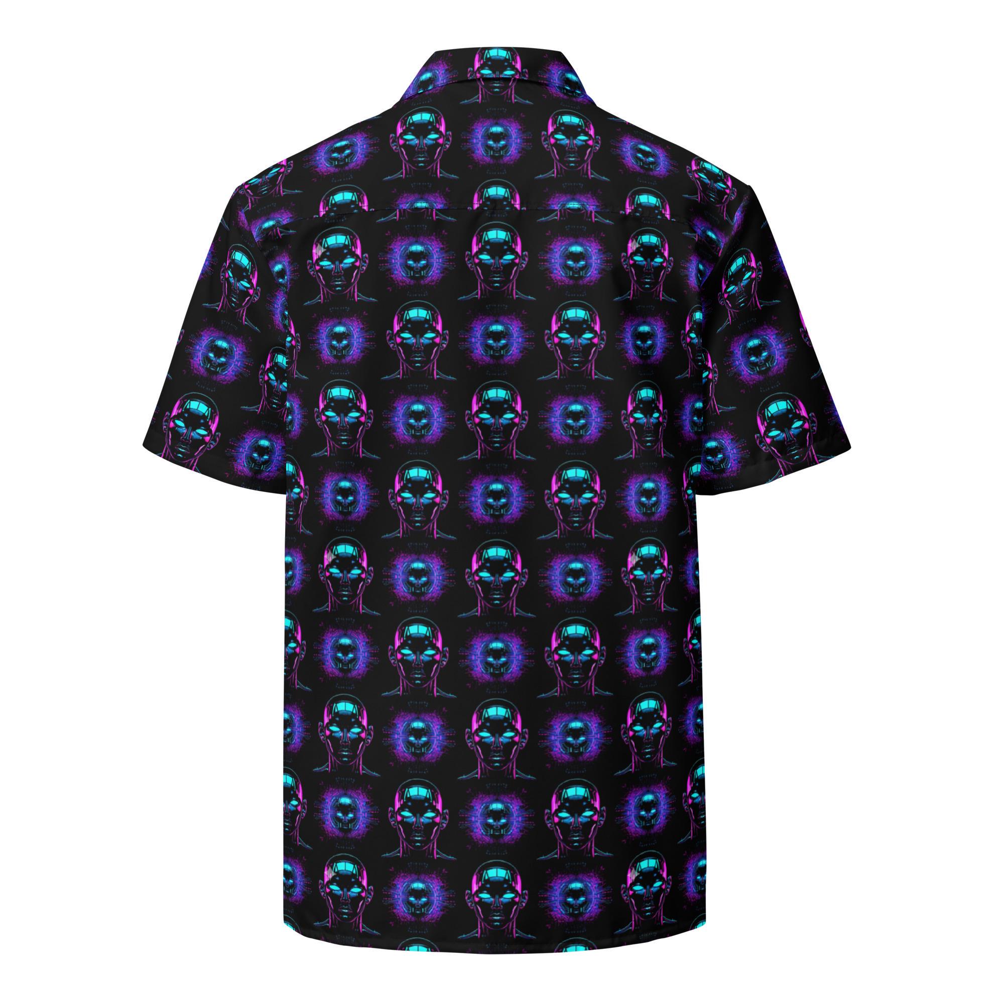 Cyborg Hawaiian Shirt, Robot Button Down, AI Aloha Shirt