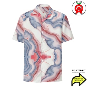 Patriotic Marble Stone Hawaiian Shirt, Veteran Button Down, Americana Aloha Shirt, Monument Camp Shirt, History Buff Button Up