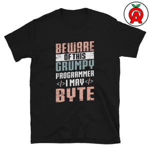 Grumpy Programmer T-Shirt, Byte Graphic Shirt, Coding Classic TShirt, Developer Casual Top, Tech Humor Crew Neck Tee, Nerd Unisex Shirt