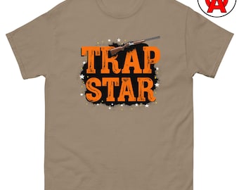 Camiseta unisex para adultos Trap Star, divertida camiseta de tiro al plato, regalo para tiradores de plato, tiradores de skeet, tiradores de plato y aficionados a los deportes de escopeta.