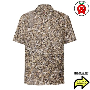 Träådring Hawaiiskjorta, Vuxen Unisex Heltäckande Avslappnad Passform Button Down Aloha-skjorta, Återvunnen Polyester, Fukttransporterande