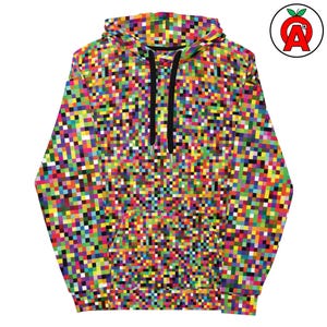 Pixel Art AOP Hoodie, Digital Art Unisex Top, Retro Gaming Graphic Pullover, Coding Culture Soft Sweater