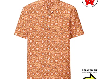 Bitcoin Hawaii-Hemd, Unisex Kurzarm-Shirt für Erwachsene, entspanntes Aloha-Shirt, schnell trocknend und UPF50 + Material