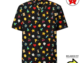 Camisa hawaiana unisex de manga corta con botones, diseño de juego retro de 8 bits, corte holgado, para adultos, con tejido absorbente de humedad UPF50+, ideal como regalo.
