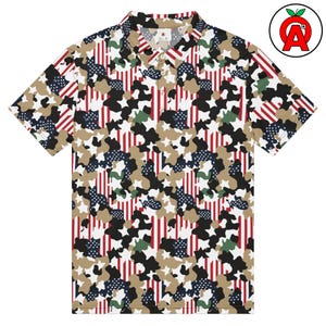 All-Over Camo & Patriot Slim Fit Polo Shirt for Men - Military Apparel, Veteran Gift, Tactical Style, Hunting Shirt