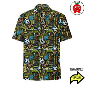 Soccer Ball Pattern Hawaiian Shirt, Sport Button Down, Football Aloha Shirt, Striker Camp Shirt, Coach Button Up, Athlete Beach Top