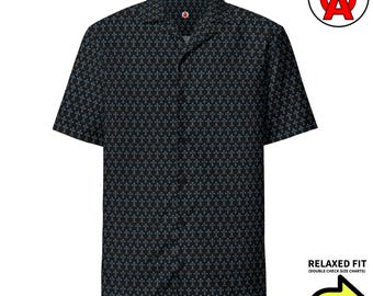 Jesus Christian Kreuz Kruzifix Muster, Unisex All-Over Relaxed Fit Button Up Hawaii-Hemd, recyceltes Polyester, Feuchtigkeitstransport, UP