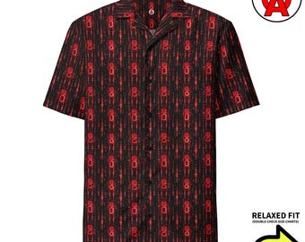 Binary Code Hawaiian Shirt, Digital Aloha Shirt, Cyberpunk Tropical Button Down, Hacker Oversized Beach Top, Tech Noir Button Up Resort Wear