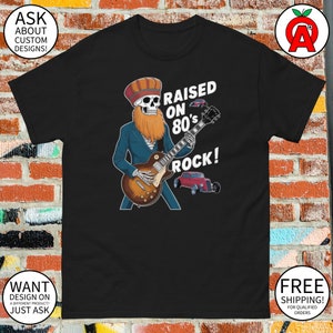 Vintage Raised on 80&#39;s Rock T-Shirt - Unisex 80&#39;s Music Fans Gifts - Concert Rock Enthusiasts Apparel - Nostalgic Music Lovers Tee