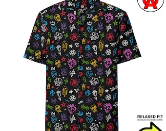 Chemise hawaïenne rock and roll, chemise Aloha, chemise boutonnée, chemise de camping, haut de plage, chemise de vacances