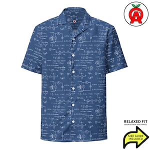 Camisa de ecuaciones de circuitos, hawaiana, unisex, para adultos, corte holgado, absorbe la humedad, material UPF50+, ideal para ingenieros eléctricos y graduados tecnológicos.