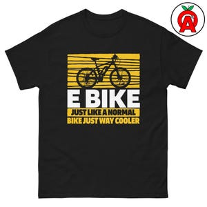 Camiseta de bicicleta eléctrica, camiseta gráfica para entusiastas de las bicicletas eléctricas, manga corta con humor ciclista, regalo de ciclismo sostenible, camiseta para ciclistas de montaña