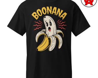 Boonana T-Shirt, Funny Banana Ghost Pun Unisex Shirt, Halloween Costume Party Graphic Tee, Spooky Season Short Sleeve Top
