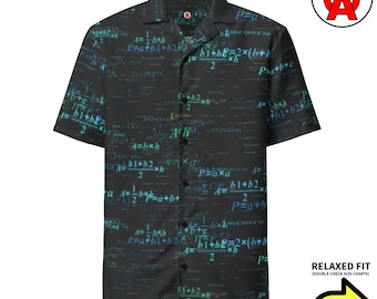 Math Hawaiian Shirt, Calculus Button Down, Equations Aloha Shirt, Logic Button Up, Physics Beach Top, Science Camp Collar