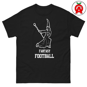 Fantasy Football Wizard T-Shirt, Magic Sports Graphic Shirt, Fantasy Sports Classic TShirt, Wizard Casual Top, Gaming Crew Neck Tee
