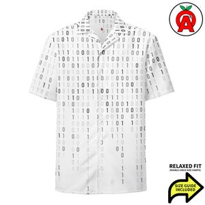 Stylish Matrix Code Button-Up Shirt for Computer Programmers and Tech Enthusiasts
