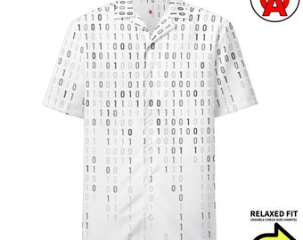 Stylish Matrix Code Button-Up Shirt for Computer Programmers and Tech Enthusiasts
