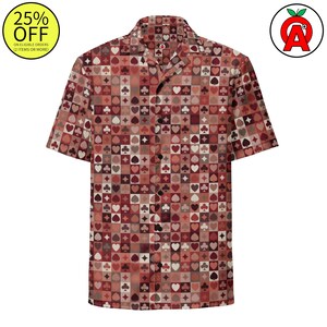 Poker Cards Pattern Adult Unisex All-Over Relaxed Fit Button Up Shirt, Texas Hold’em Gift, Casino Enthusiast, Las Vegas Party, Card Game