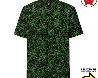 Spinnennetz-Hawaiihemd, Aloha-Hemd mit Spinnennetz-Motiv, Halloween-Hemd, Gothic-Camp-Hemd, Strandtop mit Spinnenmuster, Urlaubshemd im düsteren Stil