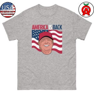 Donald Trump MAGA Hat T-Shirt mit USA Flagge Design - Amerika ist zurück - Perfekte Geschenke für Republikaner, Konservative und Anhänger