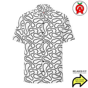 Bicycle Chain Pattern, Adult Unisex All-Over Relaxed Fit Button Up Shirt, Moisture Wicking UPF50+ Material, for Cyclists, Bike Enthusiasts