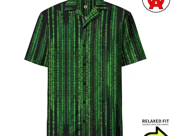 Camisa hawaiana binaria, camisa unisex para adultos con temática de programación, camisa de manga corta para computadora, camisa abotonada de corte relajado con estampado de programador, código,