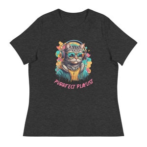 Purrfect Cats Womens Shirt - Feline-Themed Music Lovers Tee