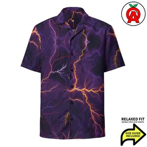 Hawaiiaans bliksemshirt, elektricien korte mouw button-down, meteoroloog ontspannen fit shirt, storm-uniseks shirt voor volwassenen, sneldrogend, UPF50+