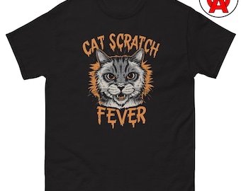 Whimsical Cat Scratch Fever Shirt for Cat & Music Lovers - Vintage Inspired Tee for Casual Outings - Music Events