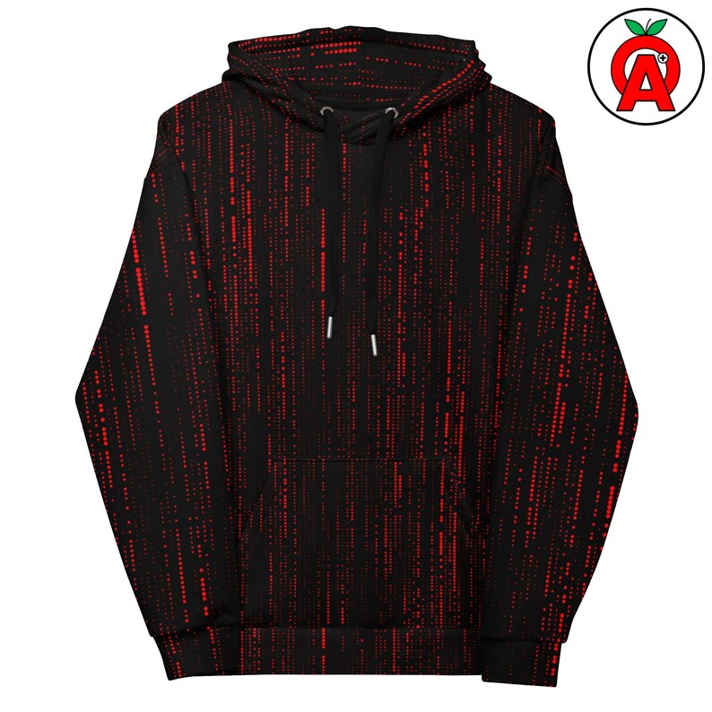 Binary Code AOP Hoodie, Computer Programming Unisex Top, Matrix Code Graphic Pullover, Hacker Soft Sweater