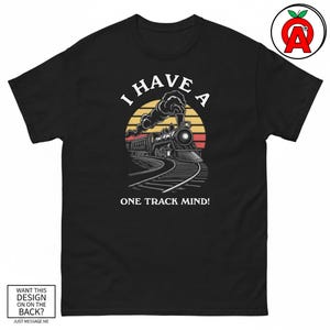 Lokomotiv-T-Shirt, Zug-T-Shirt mit Grafik, Klassisches One Track Mind T-Shirt, Eisenbahn-Freizeit-Top, Lokomotiv-T-Shirt mit Rundhalsausschnitt, Vintage-Unisex-Shirt