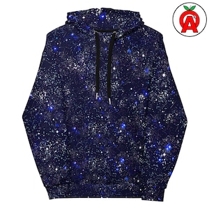 Galaxy AOP Hoodie, Space Unisex Top, Stars Graphic Pullover, Nebula Soft Sweater, Cosmic Hooded Top