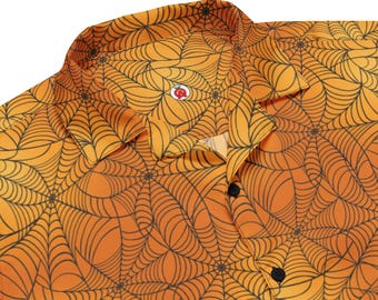 Spiderweb Hawaiian Shirt Button Down, Cobweb Aloha Shirt, Gothic