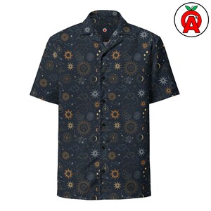 Celestial Fusion Hawaiian Button-Up Shirt - Astrology & Space Theme - Adult Unisex - Spiritual Fashion - Unique Gift for Astrology