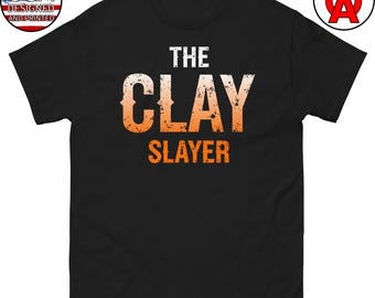 Clay Slayer Shotgun Tee | Sporting Clays Graphic Shirt for Trap Shooting | Unisex Apparel for Skeet Shooters & Clay Pigeon Enthusiasts