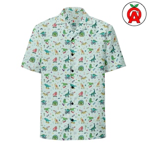 Dinosaur Hawaiian Shirt - Fun Button-Up Button-Down for Science Fans