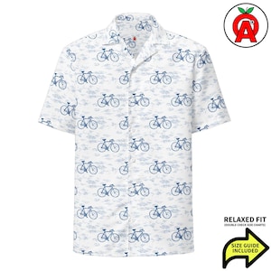 Cycling Enthusiasts Hawaiian Button-Up Shirt - Vibrant Bicycles Pattern - Premium Quality - Stylish and Comfortable Summer Wear