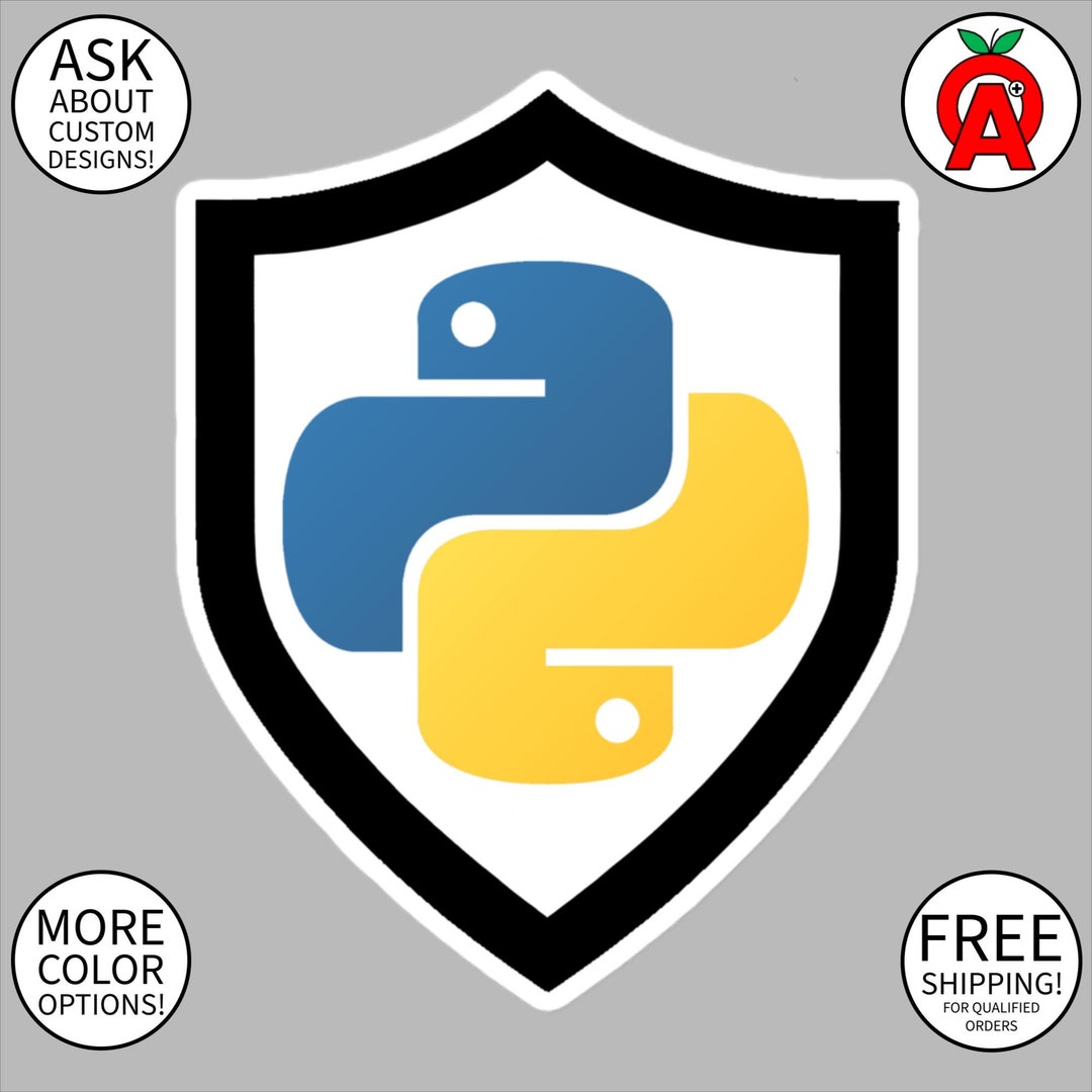 Python Programming Logo Superhero Shield Vinyl Sticker - Free Bubble ...