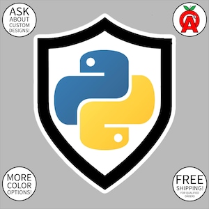 Python Programming Logo Superhero Shield Vinyl Sticker - Free Bubble ...