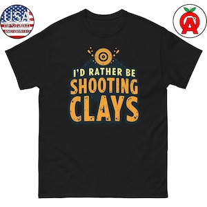 Unisex Shooting Clays T-Shirt with Shotgun & Broken Clay Pigeon Design - Gifts for Trap Shooters, Hunters, Father’s Day, Christmas