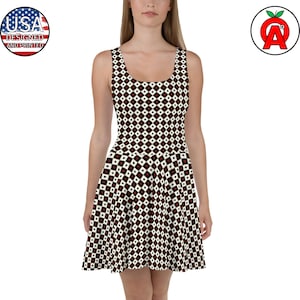 Card Game Skater Dress with Card Suits Print - Fun Poker & Blackjack Fashion for Game Buffs and Casino Fans - Cute Party Outfit for Poker