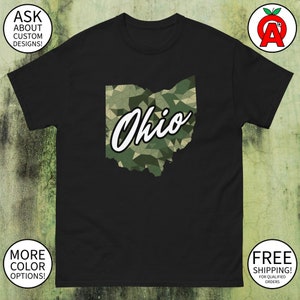 Camisa unisex con mapa de camuflaje para caza y pesca de Ohio