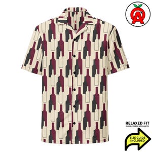 Rotwein-Hawaiihemd, Flasche Kurzarm, Korkknopf, Glas entspannte Passform, Vintner Erwachsene Unisex, schnell trocknend, UPF50 +