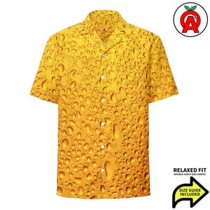 Camicia hawaiana con bolle di schiuma di birra, camicia tropicale con bottoni, camicia Aloha per birrai casalinghi, camicia da campeggio estivo, camicia con bottoni per birra artigianale, top da spiaggia