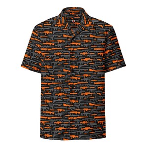Hawaïaans wapenshirt, geweer korte mouw button-down, vuurwapen ontspannen pasvorm, amendement volwassenen, uniseks, sneldrogend, materiaal UPF50+